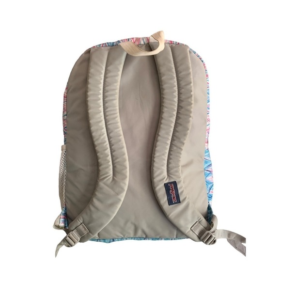 JanSport Big Student Backpack White Pink and Blue Zig Zags X Large Backpack - Picture 2 of 16